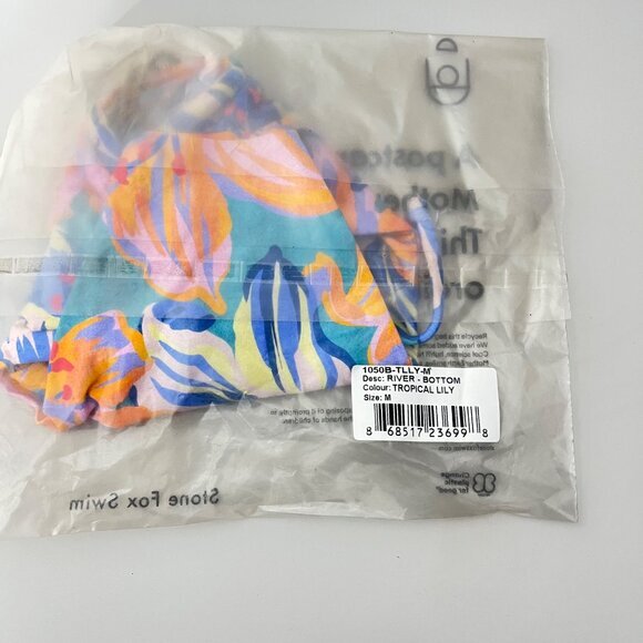 Stone Fox Swim River Bikini Bottom In Tropical Lily Print Size Medium NEW - Picture 2 of 3